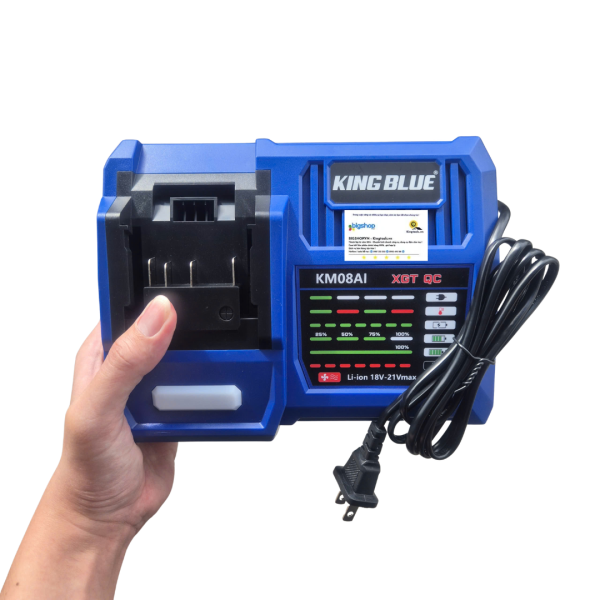 Sạc pin nhanh KINGBLUE KM08AI (18V-21V, AI thông minh)