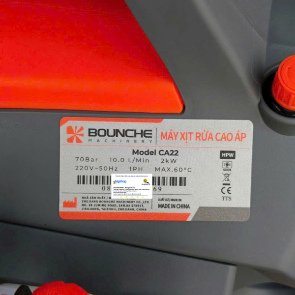 Máy xịt rửa áp lực cao BOUNCHE CA22 (Công suất 2kW)