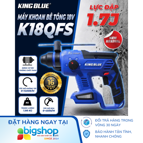 Máy khoan bê tông pin 18V KINGBLUE K18QFS - Thân máy