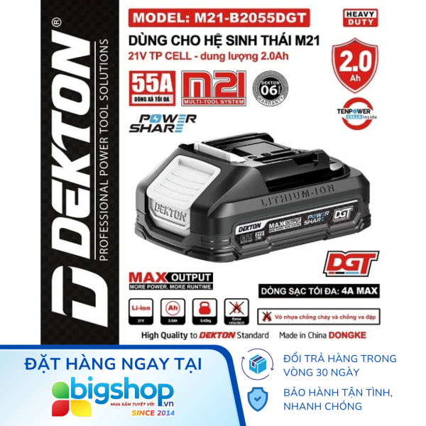 Pin 21V/2.0Ah DEKTON M21-B2055DGT (5 cell TP)