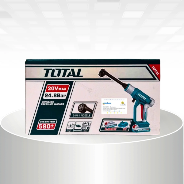 Máy xịt rửa dùng pin 20V TOTAL TPWLI20582 (2 pin 2.0Ah và sạc)