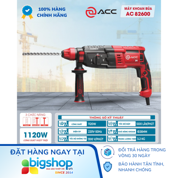 Máy khoan búa ACC AC82600 (Công suất 1120W, mũi 26mm)
