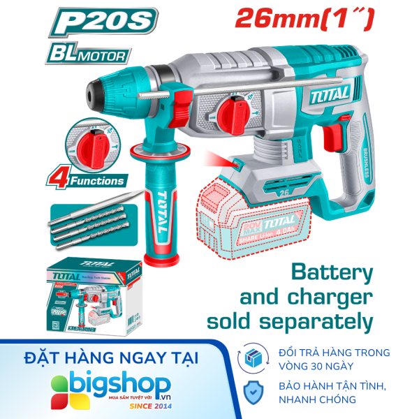 Máy khoan bê tông dùng pin 20V TOTAL TRHLI26208 (Mũi 26mm) - Thân máy