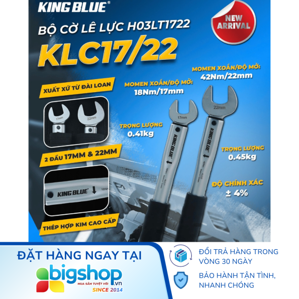 Bộ cờ lê lực KINGBLUE KLC17/22 (Mã bộ: H03LT1722 - 2 kích thước 17 và 22mm)