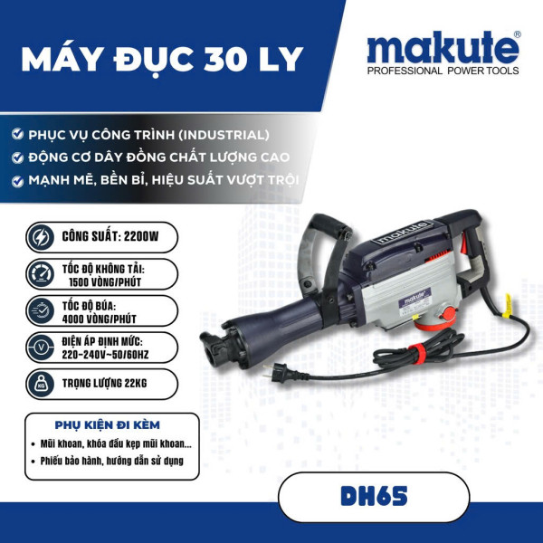 Máy đục bê tông Makute DH65 2200W 65mm
