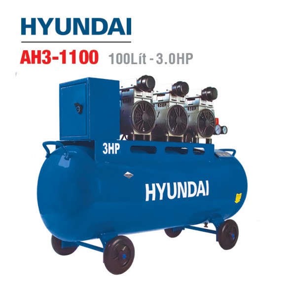 Máy nén khí không dầu Hyundai  AH3-1100 ( 100L)