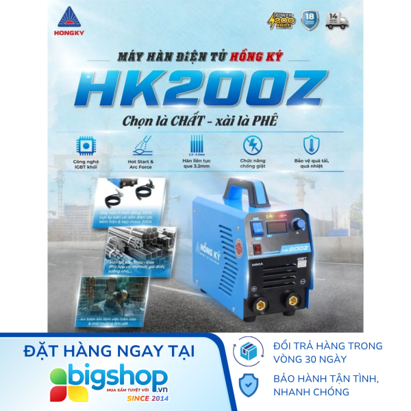 Máy hàn que điện tử Hồng Ký HK200Z (Inverter 200A)