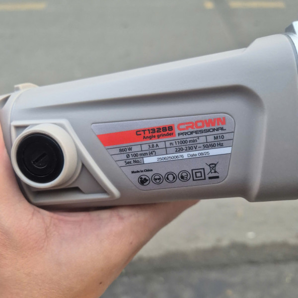 Máy mài góc 860W Crown CT13288, 100mm, công tắc bóp