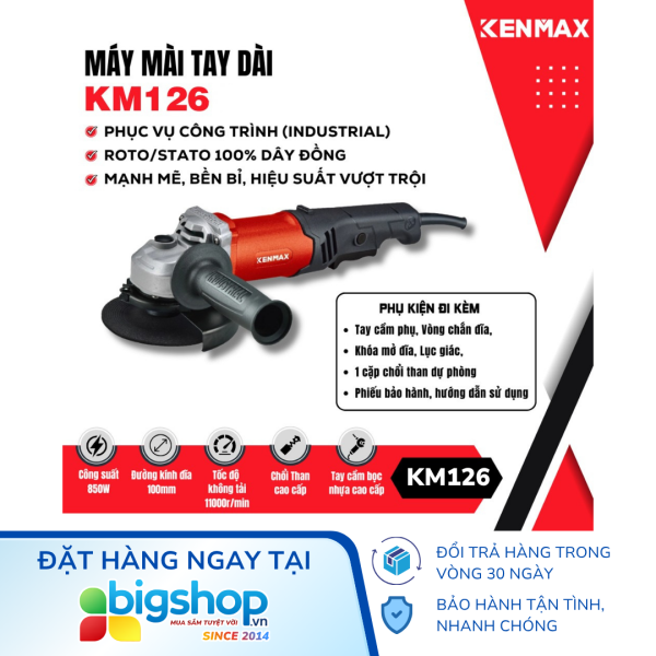 Máy mài 100mm KENMAX KM126 (Công tắc đuôi, CS 850W)