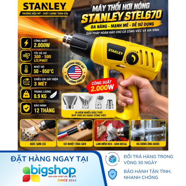 Máy thổi hơi nóng STANLEY STEL670 (Công suất 2000W)