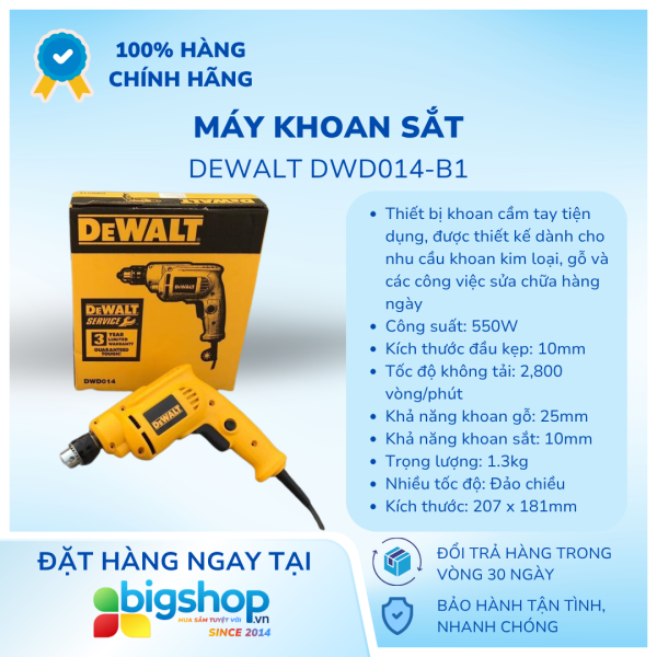 Máy khoan sắt DEWALT DWD014-B1 (CS 550W)