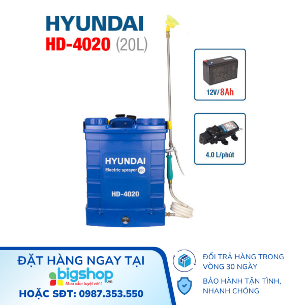 Máy phun thuốc trừ sâu 20L Hyndai HD-4020 (8.0Ah)