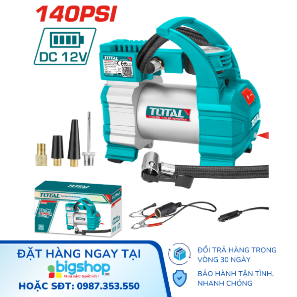 Máy bơm hơi ô tô Total TTAC1406, DC 12V, 140 PSI