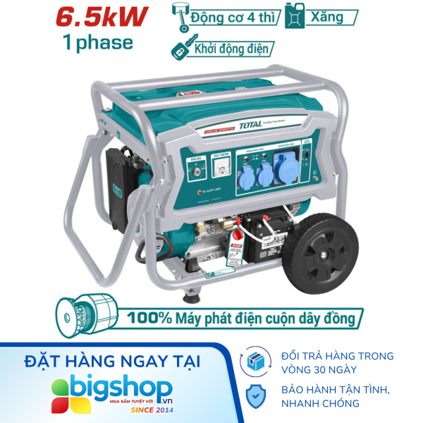 Máy phát điện dùng xăng TOTAL TP165006 - Công suất 6.5kW