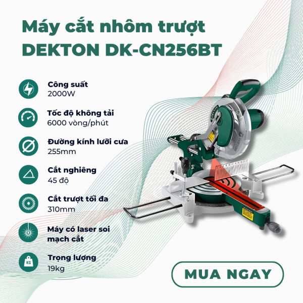 Máy cắt nhôm trượt DEKTON DK-CN256BT, 255mm, 2000W