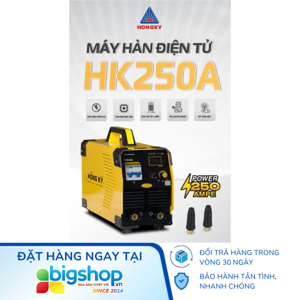 Máy hàn que điện tử Hồng Ký HK250A (Inverter 250A/220V)