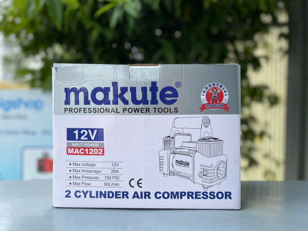 Bơm lốp xe hơi Makute, 2 xi lanh MAC1202
