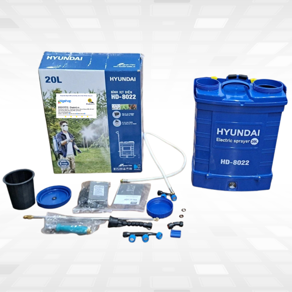 Bình xịt điện HYUNDAI HD-8022 (20L, 12Ah, bơm đôi)
