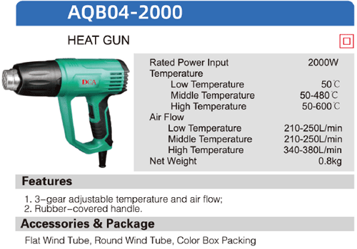 Máy khò nhiệt,  thổi hơi nóng DCA  AQB04-2000