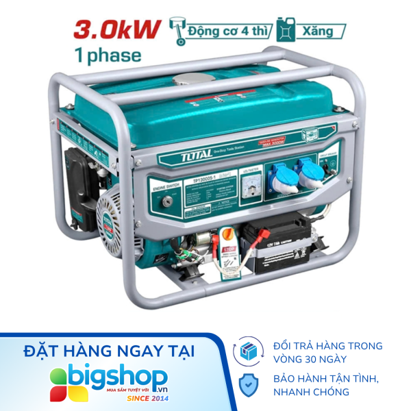 Máy phát điện dùng xăng TOTAL TP130005-1 - CS 3.0kW (Giật nổ - đề)