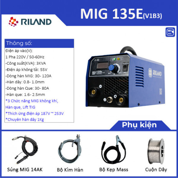 Máy hàn Mig Riland MIG 135E (V1B3), cuộn 1kg
