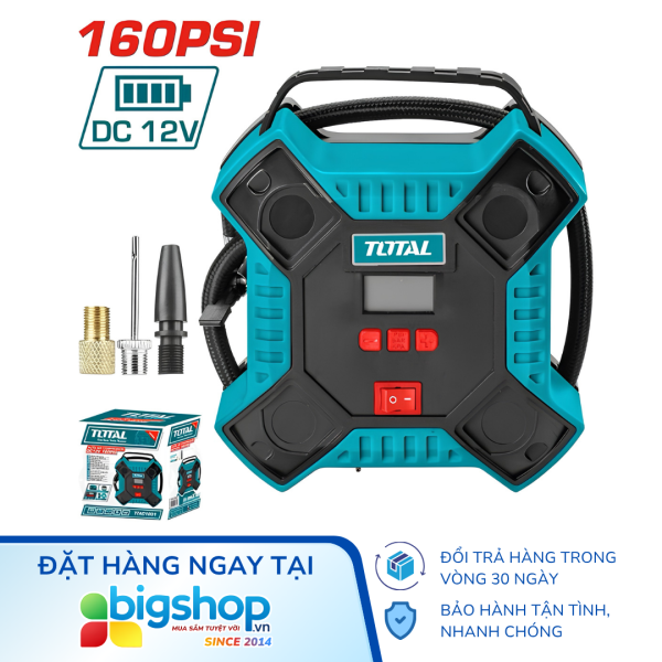 Máy bơm hơi lốp xe ô tô 12V/DC TOTAL TTAC1601 (160PSI)