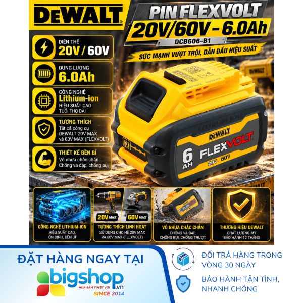 Pin Flexvolt 20V/60V - 6.0Ah DEWALT DCB606-B1