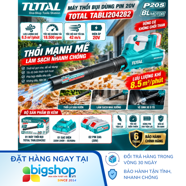 Máy thổi bụi dùng pin 20V TOTAL TABLI204282 (2 pin 2.0Ah và sạc)