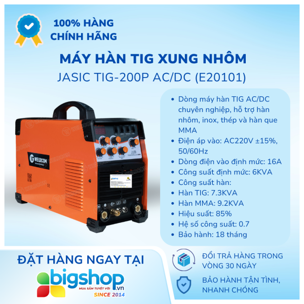 Máy hàn TIG xung nhôm JASIC TIG-200P AC/DC (E20101)