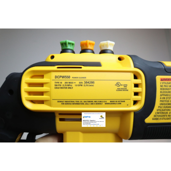 Máy rửa xe dùng pin 20V DEWALT DCPW550B (Thân máy)