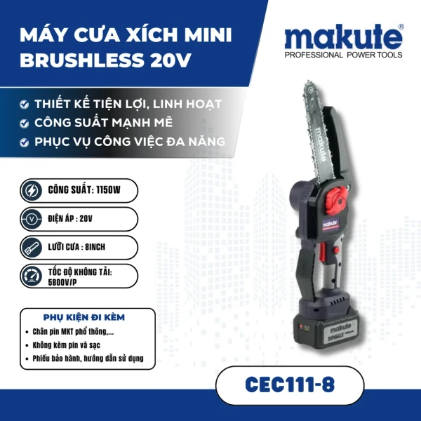 Máy cưa xích dùng pin Makute CEC111-8-BL