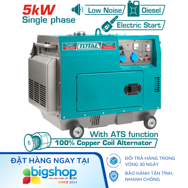 Máy phát điện dùng dầu Diezen TOTAL TP250001-1 - Công suất 5.0kW