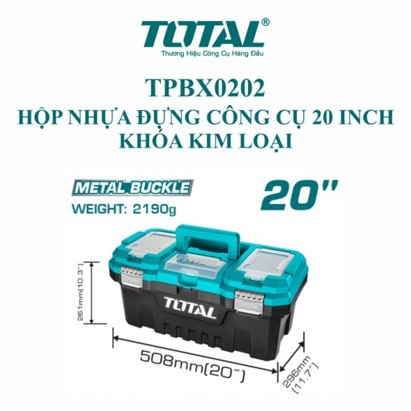 Hộp nhựa đựng công cụ 14 - 20 " Total TPBX0142, TPBX0172, TPBX0202