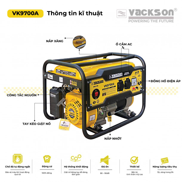 Máy phát điện VackSon VK9700A 3.5KW, dây đồng