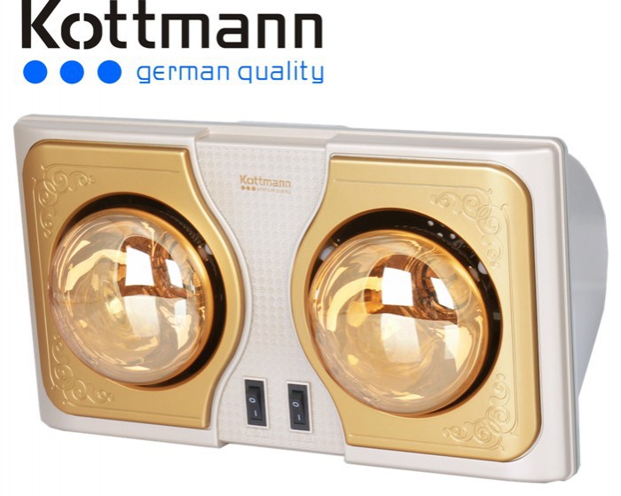 Đèn sưởi nhà tắm Kottmann 2 bóng vàng K2BG (thế hệ mới)