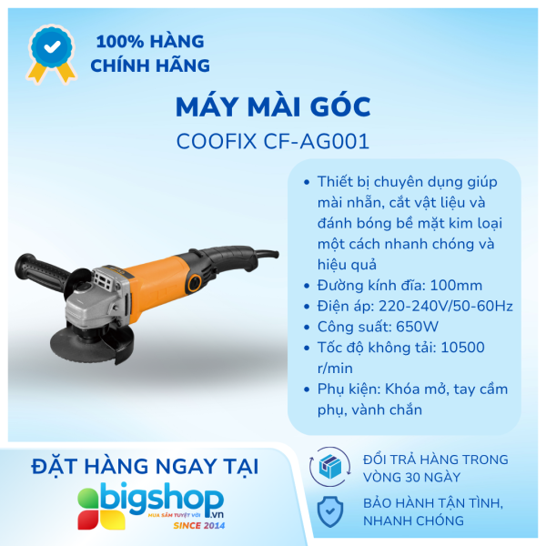 Máy mài góc COOFIX CF-AG001 (CS 650W, đĩa 100mm)