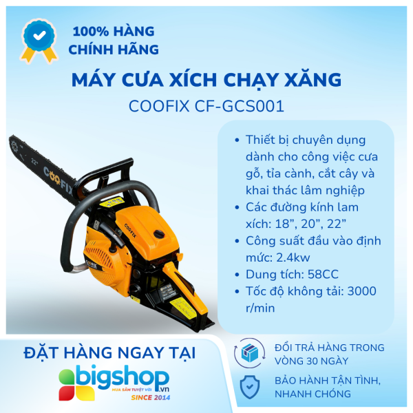 Máy cưa xích chạy xăng Coofix CF-GCS001 (CS 2400W)