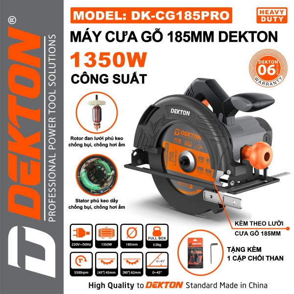 Máy cưa gỗ DEKTON DK-CG185PRO, công suất 1350W