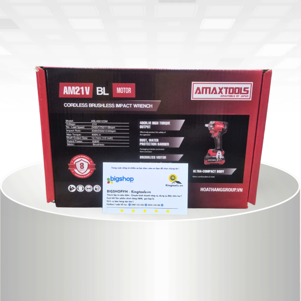 Máy vặn bu lông dùng pin 21V AMAXTOOLS ABL40012SM (Lực siết 400Nm)