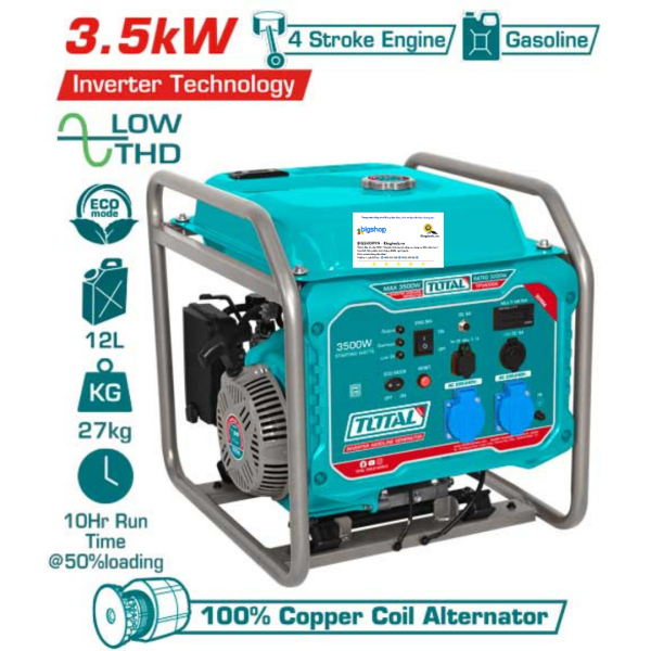 Tổ máy phát điện xăng biến tần 3.5kW TOTAL TP340006