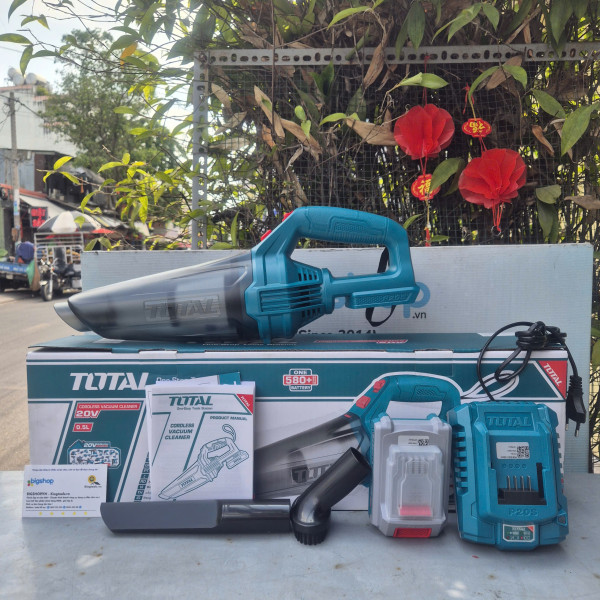 Máy hút bụi dùng pin Lithium 20V TOTAL TVLI20126 (1 pin 2AH, 1 sạc, 500ml)