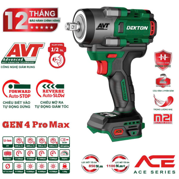   Thân máy khoan bu lông dùng pin 21V Dekton M21-IW850PROMAX
