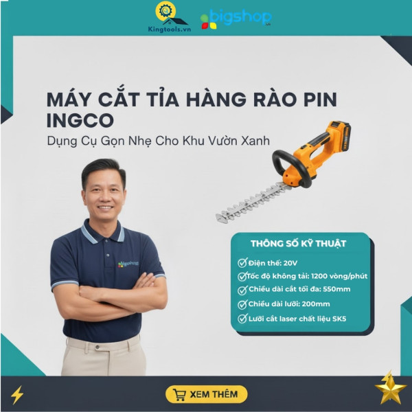 Máy cắt tỉa hàng rào dùng pin Lithium 20V - Ingco CSTLI2001 (body)