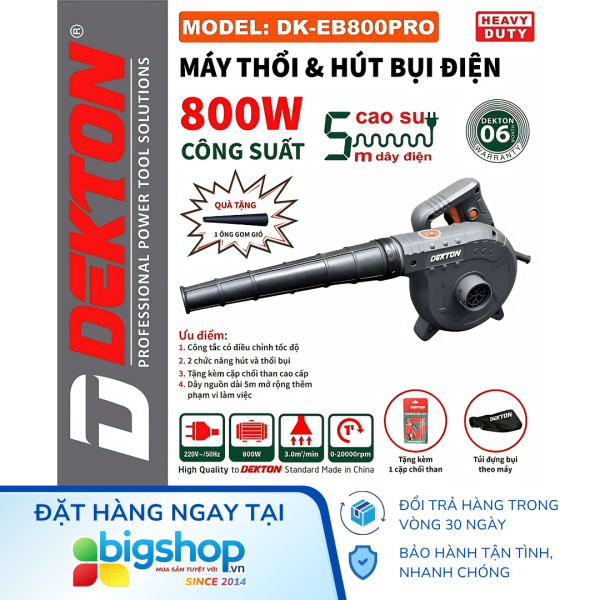 Máy thổi hút bụi cầm tay DEKTON DK-EB800PRO – Công suất 800W
