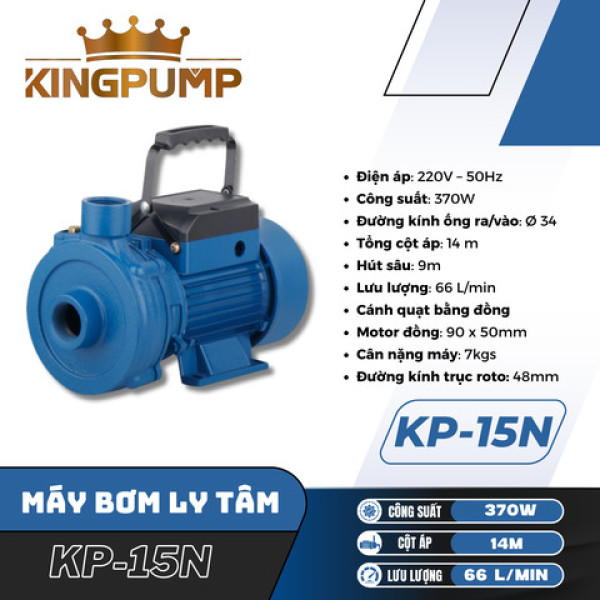 Máy bơm nước đẩy cao ly tâm KINGPUMP KP-15N, CS 370W
