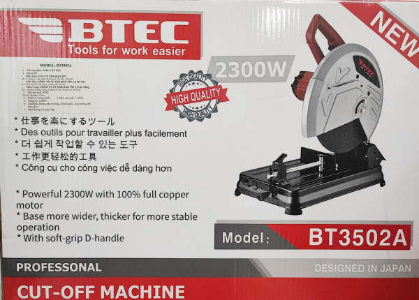 Máy cắt sắt BTEC, dây đồng, cs 2300W, 355mm BT3502A