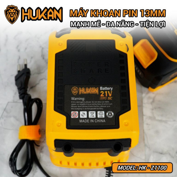Máy khoan pin 13mm HuKan HK-Z1100 ( Hộp nhựa +Thân máy + 2 pin 10 cell ABS3000PRO + SẠC ADT21 )
