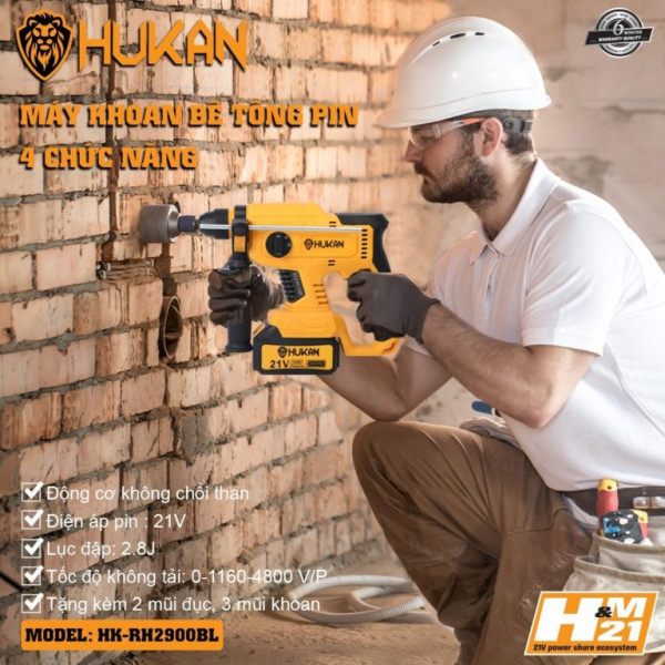 Máy khoan bê tông 3 chức năng Hukan HK-RH2900BL