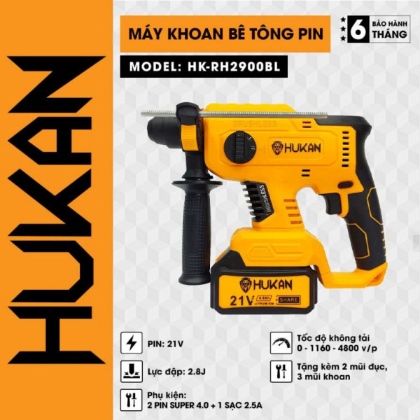 Máy khoan bê tông 3 chức năng Hukan HK-RH2900BL