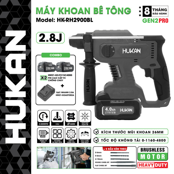 Máy khoan bê tông 3 chức năng Hukan HK-RH2900BL